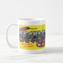 Grüße von der Vintagen Postkarten-Tasse Beckley WV Kaffeetasse