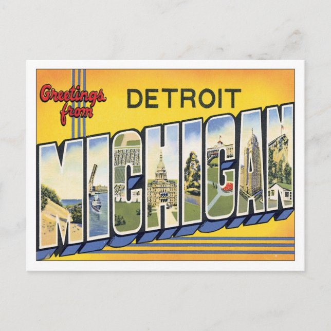 Grüße von Detroit Michigan Postkarte (Vorderseite)