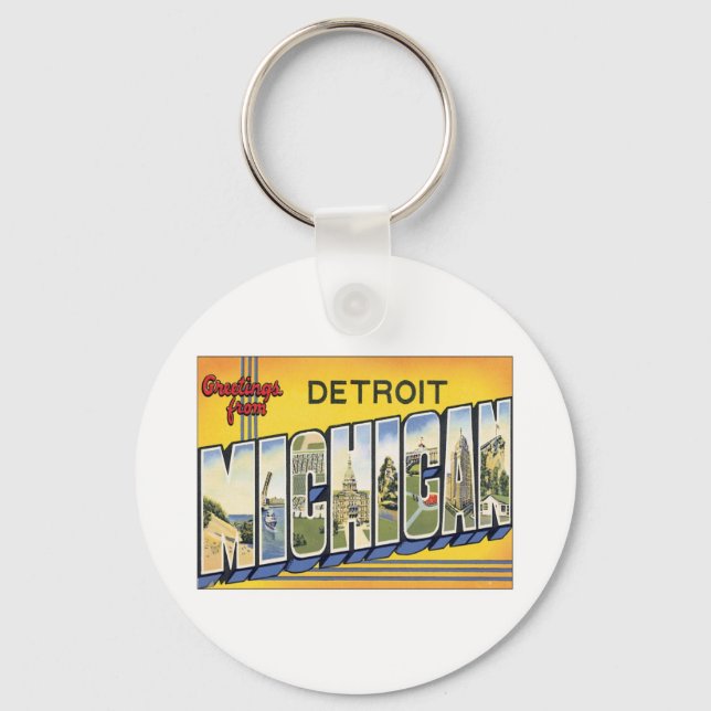 Grüße von Detroit Michigan Schlüsselanhänger (Vorderseite)