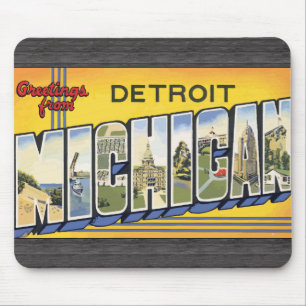 Grüße von Detroit Michigan, Vintag Mousepad
