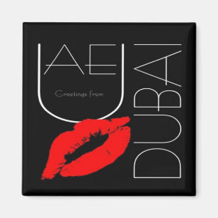 Grüße von Dubai UAE Red Lipstick Kiss Magnet