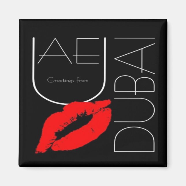 Grüße von Dubai UAE Red Lipstick Kiss Magnet (Vorne)