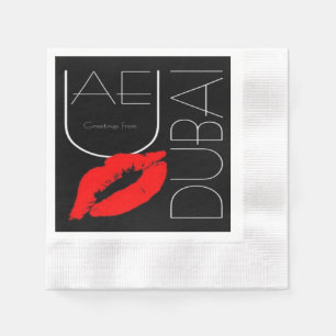 Grüße von Dubai UAE Red Lipstick Kiss Serviette