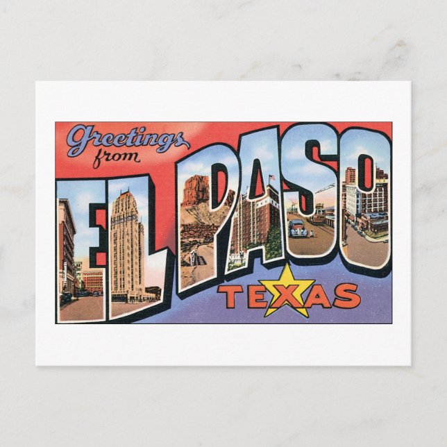 Grüße von El Paso Texas Postkarte (Vorderseite)