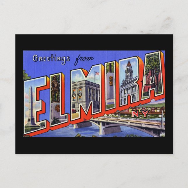 Grüße von Elmira New York Postkarte (Vorderseite)
