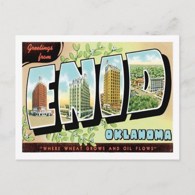 Grüße von Enid Oklahoma US City Postkarte (Vorderseite)
