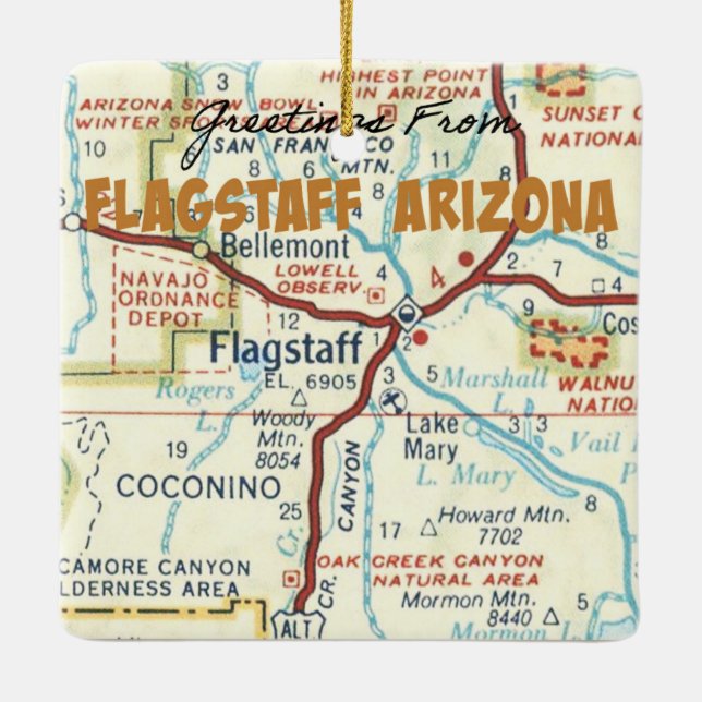 Grüße von Flagstaff Arizona Keramikornament (Rückseite)