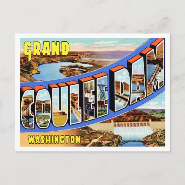Grüße von Grand Coulee Dam, Washington Travel Postkarte (Vorderseite)