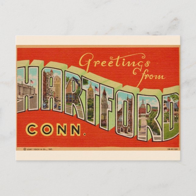 Grüße von Hartford Postcard Postkarte (Vorderseite)
