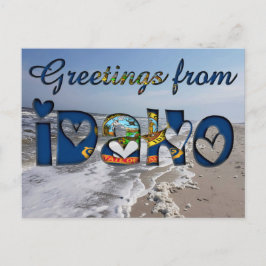 Grüße von Idaho State Flag Hearts USA Postkarte