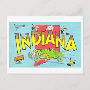 Grüße von Indiana Vintag Postcard Postkarte