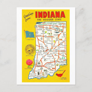 Grüße von Indiana Vintage Map Postkarte