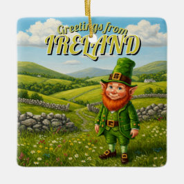 Grüße von Irland Leprechaun Keramikornament