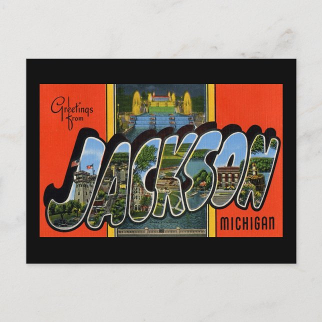Grüße von Jackson Michigan Postkarte (Vorderseite)