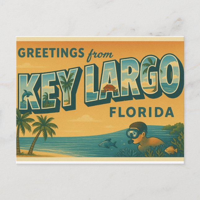 Grüße von Key Largo Florida Postkarte (Vorderseite)