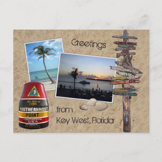 Grüße von Key West, Florida Postkarte (Vorderseite)