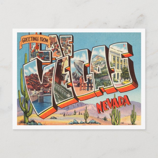 Grüße von Las Vegas, Nevada Vintage Travel Postkarte (Vorderseite)