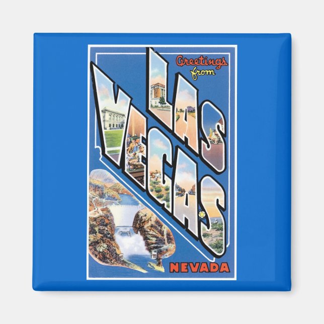 Grüße von Las Vegas! Vintag Magnet (Vorne)