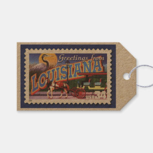 Grüße von Louisiana Briefmarke Geschenk Tag Geschenkanhänger
