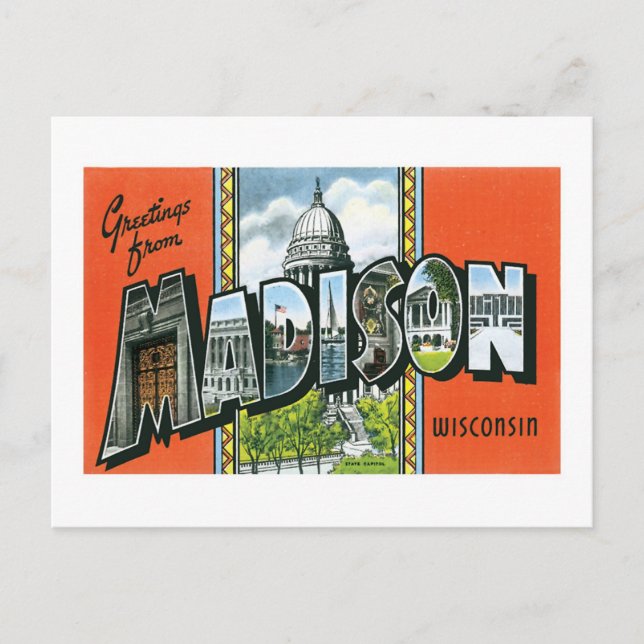 Grüße von Madison, Wisconsin Postkarte (Vorderseite)