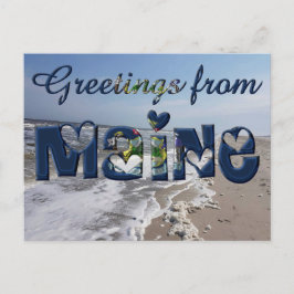 Grüße von Maine State Flag Hearts USA Postkarte