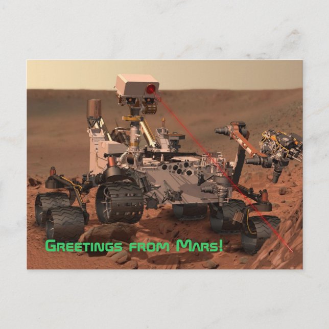 Grüße von Mars! Mars Neugier Rover Postkarte (Vorderseite)