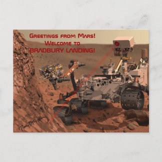 Grüße von Mars! Willkommen bei BRADBURY LANDING! Postkarte