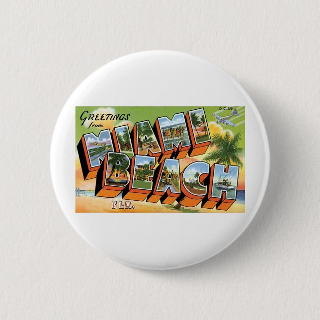 Grüße von Miami Beach, Fl. Button (Vorderseite)