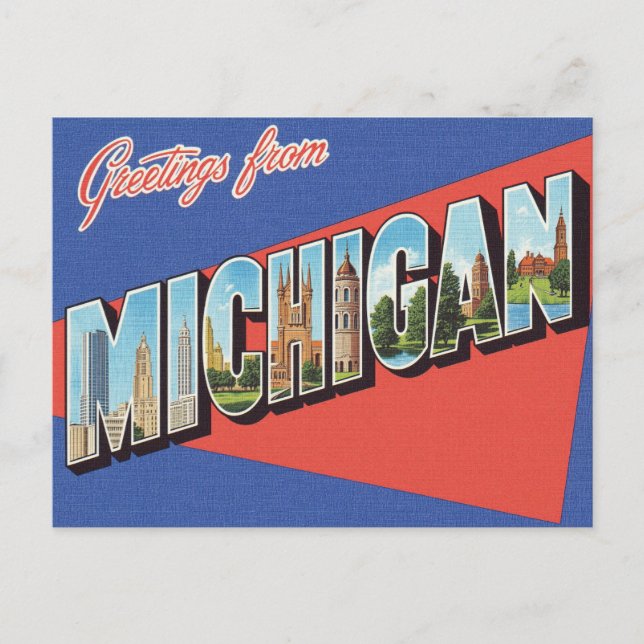 Grüße von Michigan Vintag Postkarte (Vorderseite)