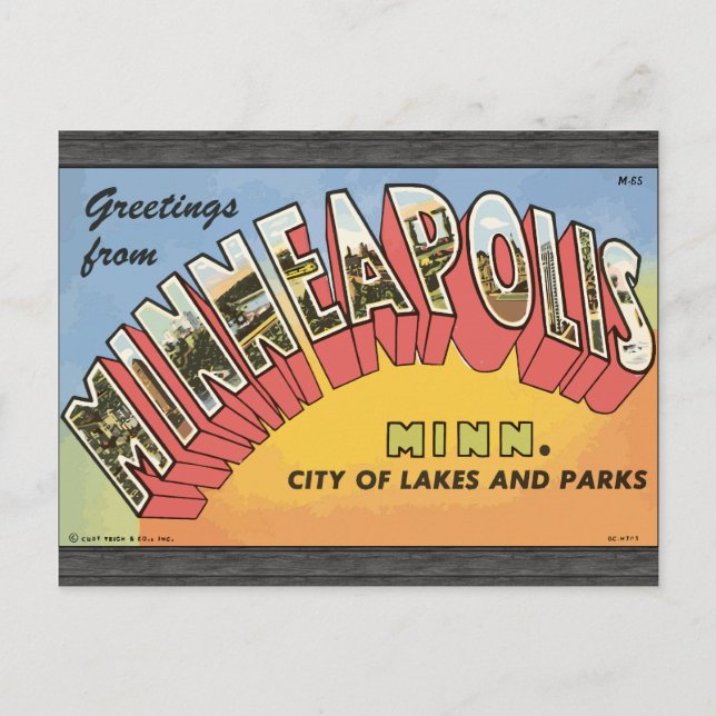 Grüße von Minneapolis Minn, Vintag Postkarte (Vorderseite)