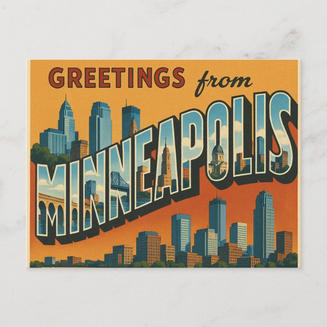 Grüße von Minneapolis Postkarte (Vorderseite)