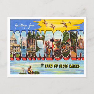 Grüße von Minnesota Vintage Travel Postkarte