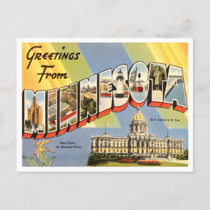 Grüße von Minnesota Vintage Travel Postkarte