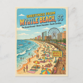 Grüße von Myrtle Beach SC im Vintage-Stil Postkarte