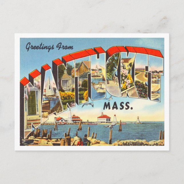 Grüße von Nantucket, Massachusetts Travel Postkarte (Vorderseite)