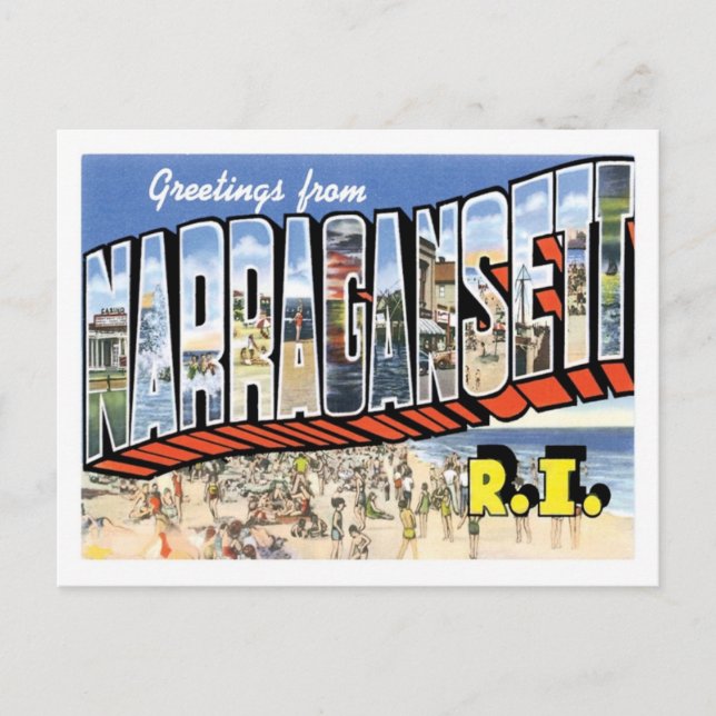 Grüße von Narragansett Rhode Island US City Postkarte (Vorderseite)