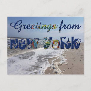 Grüße von New York State Flag Hearts USA Postkarte