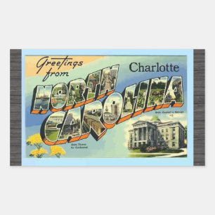 Grüße von North Carolina Charlotte, Vintag Rechteckiger Aufkleber