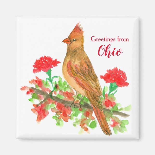Grüße von Ohio Kardinal Staat Bird Magnet (Vorne)