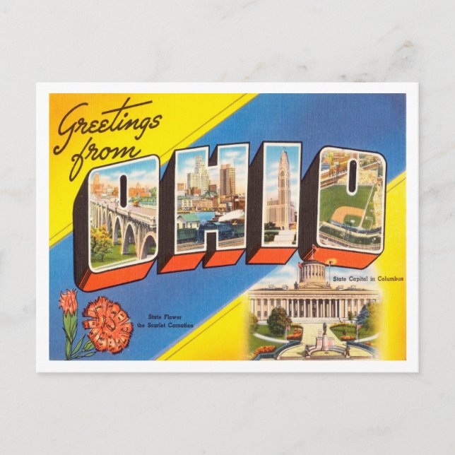 Grüße von Ohio Vintage Travel Postkarte (Vorderseite)