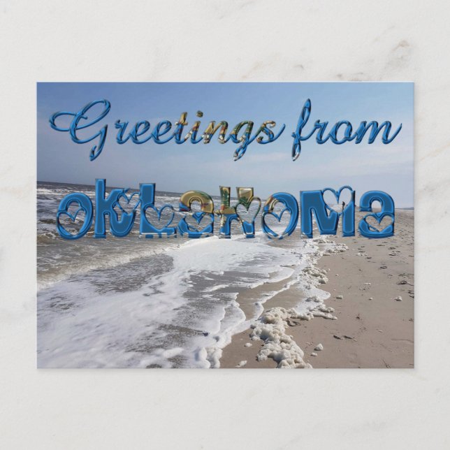 Grüße von Oklahoma State Flag Hearts USA Postkarte (Vorderseite)