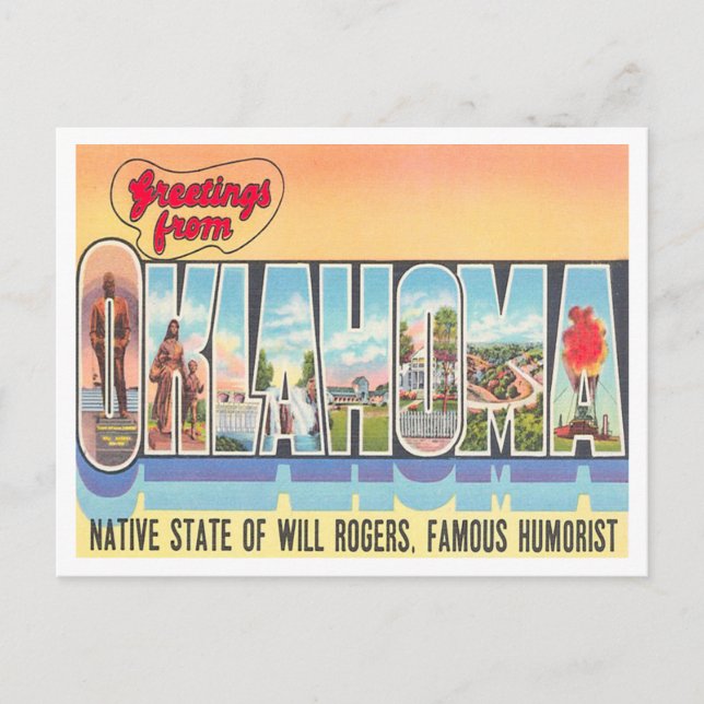 Grüße von Oklahoma Vintage Travel Postkarte (Vorderseite)