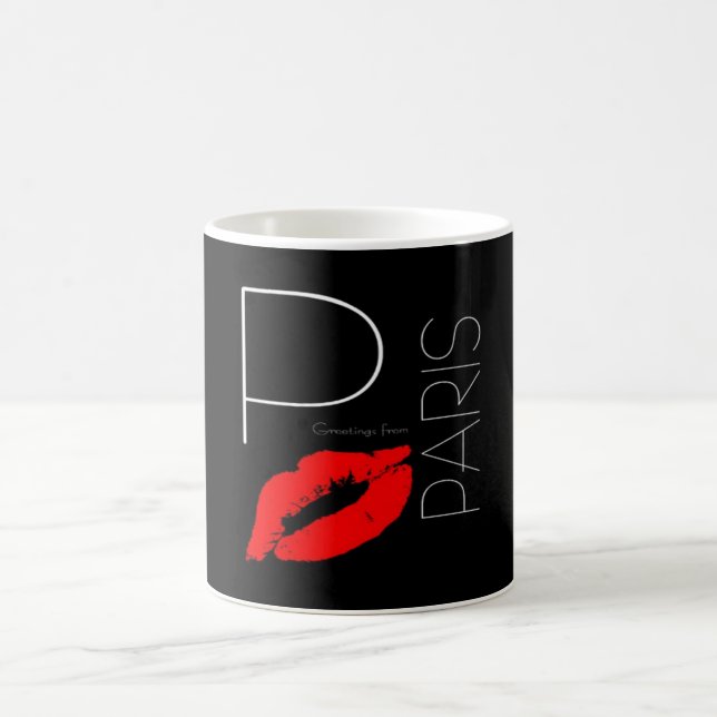Grüße von Paris Frankreich Red Lipstick Kiss Kaffeetasse (Mittel)