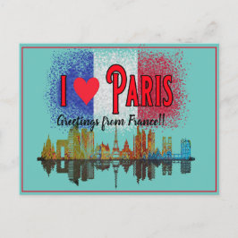 Grüße von Paris Skyline Französisch Flag Souvenir Feiertagspostkarte