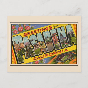 Grüße von Pasadena Vintage Hochzeitspostkarte Postkarte