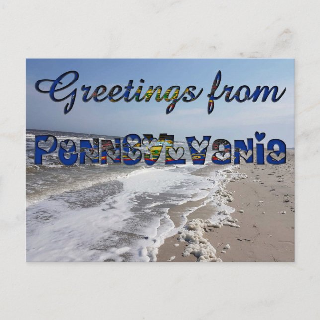 Grüße von Pennsylvania State Flag Hearts USA Postkarte (Vorderseite)