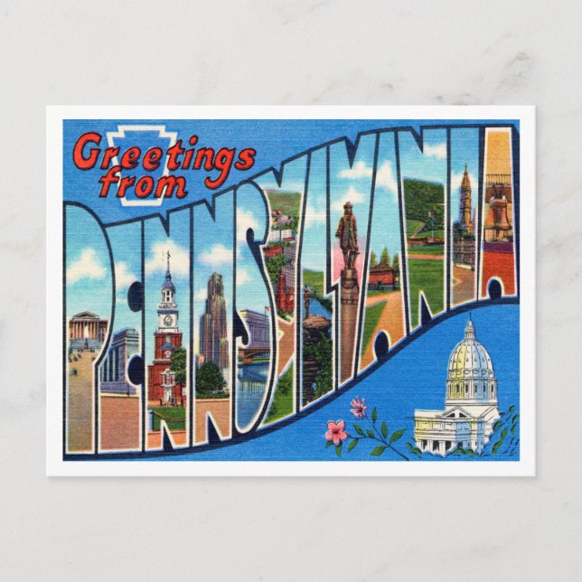 Grüße von Pennsylvania Vintage Travel Postkarte (Vorderseite)