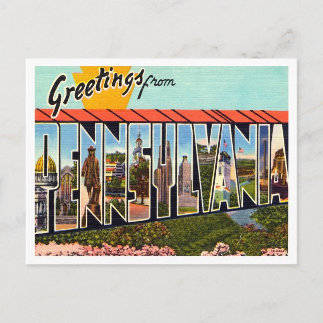 Grüße von Pennsylvania Vintage Travel Postkarte (Vorderseite)