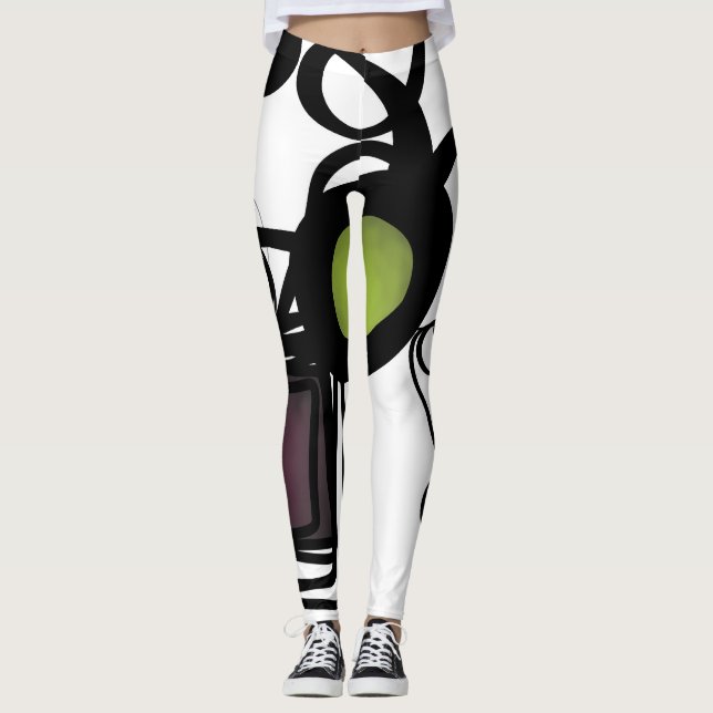 Grüße von Philydion: Abstrakt Schwarz & Weiß Leggings (Vorderseite)