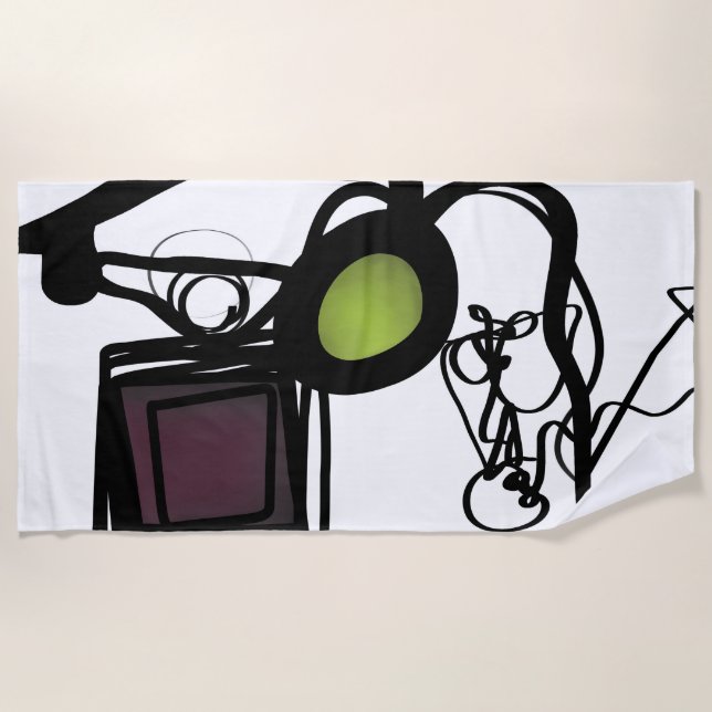 Grüße von Philydion: Abstrakt Schwarz & Weiß Strandtuch (Vorderseite)